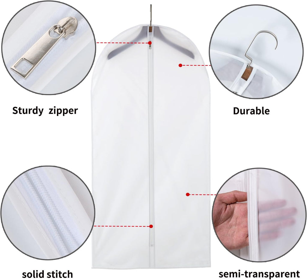 24'' x 48'' Set of 12 Clear Plastic Garment Bags with Zipper Q47843