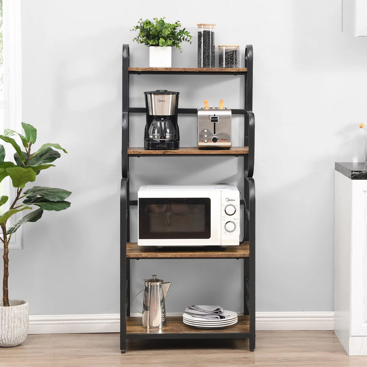 4-Tier Kitchen Bakers Rack with Storage Shelves D172