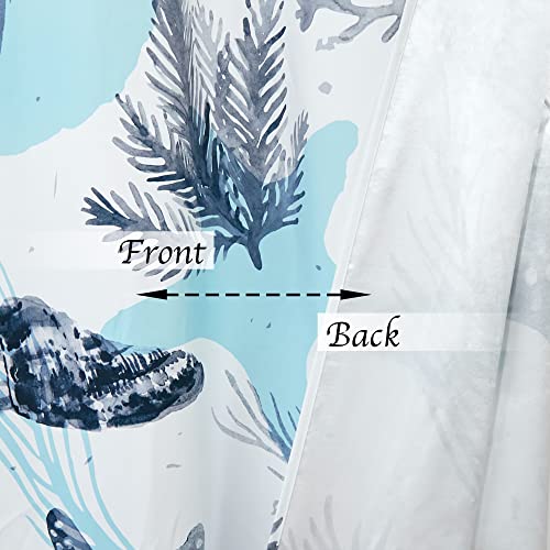 Blue and White 50% Light Blocking Curtains, 2 Panels, 52x96 Inches D896