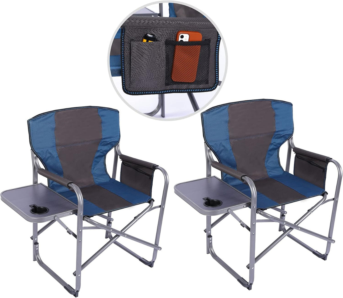 Oversized Heavy Duty Folding Director Chair with Side Table E38744