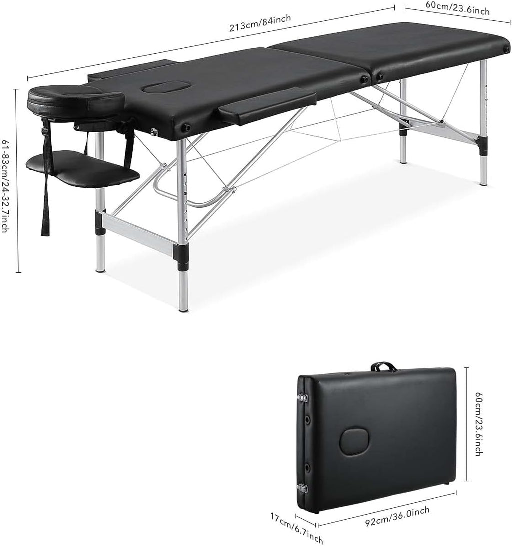 Portable 2 Section Aluminum Massage Table with Carrying Bag J3902
