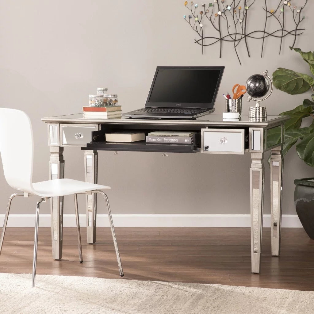 Silver Matte Mirrored Writing Desk A416857