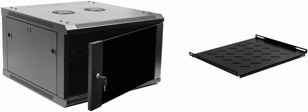 6U 19-Inch Server Network Rack with Locking Glass Door Black Z51042