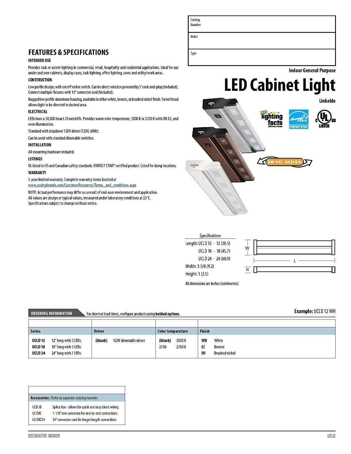 24in 3000K White LED Cabinet Light Y93119