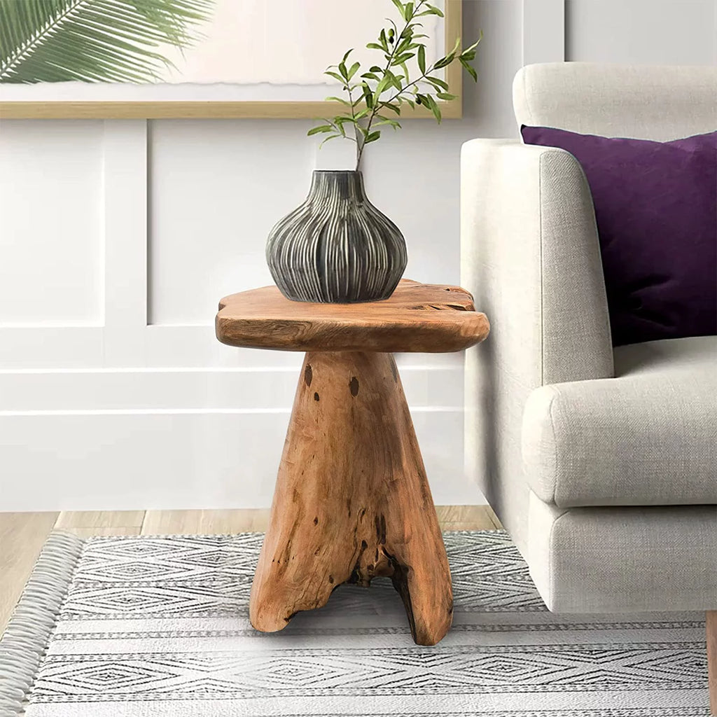 Solid Cedar Wood Tree Stump End Table P65778