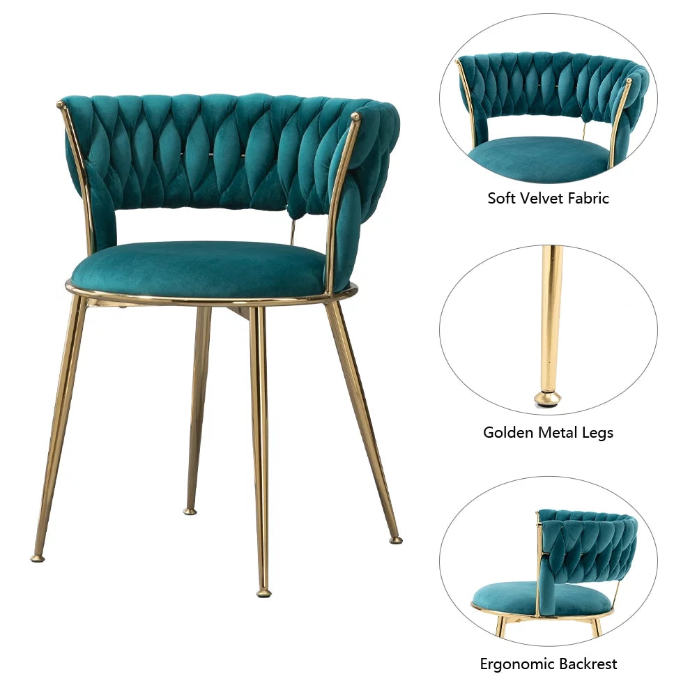 Velvet Dining Chairs Set of 4 with Golden Metal Legs L35145