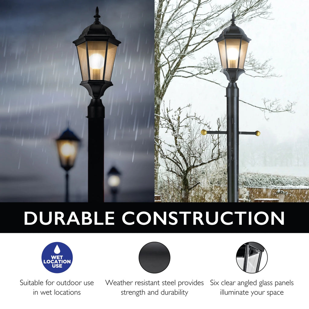 Textured Black Outdoor Post Top Light with Clear Glass V968