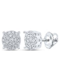 10kt White Gold Round Diamond Cluster Earrings 1/4 Cttw D4573
