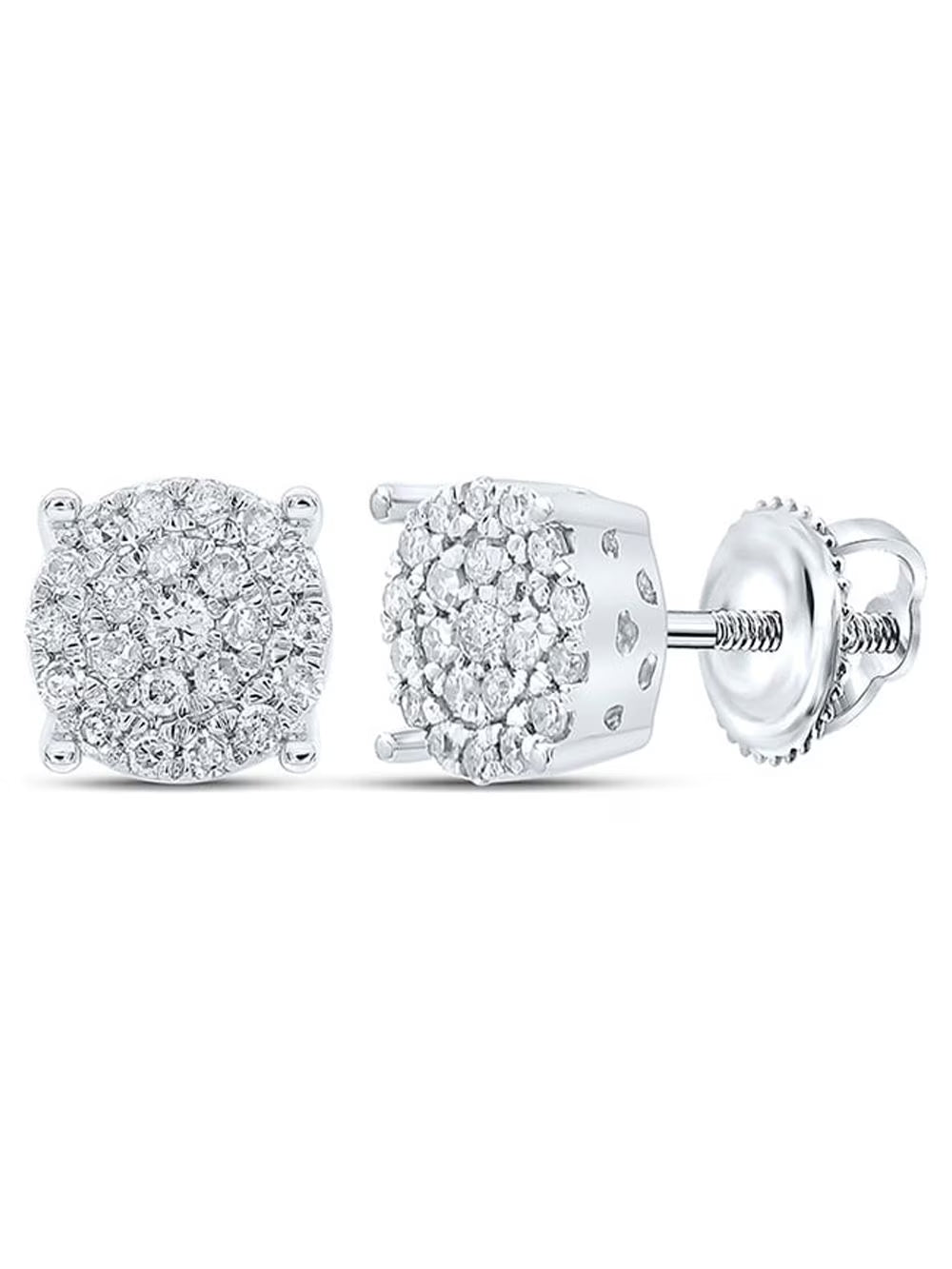 10kt White Gold Round Diamond Cluster Earrings 1/4 Cttw D4573