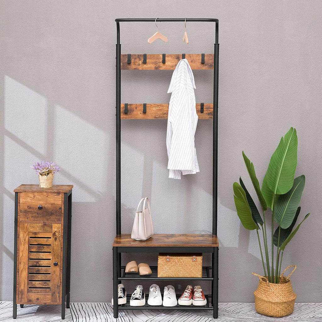 Rustic Brown Storage Cabinet with Drawer and Height-Adjustable Shelves O2690