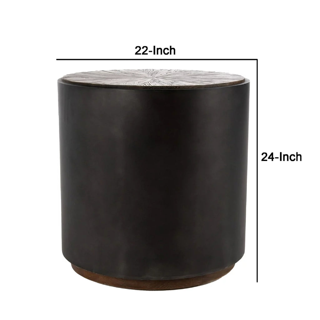 24 Inch Round Drum Wood End Table Z68655