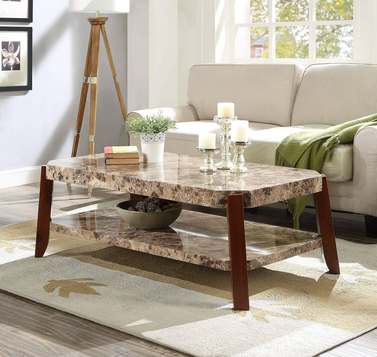Faux Marble Brown Coffee Table T594