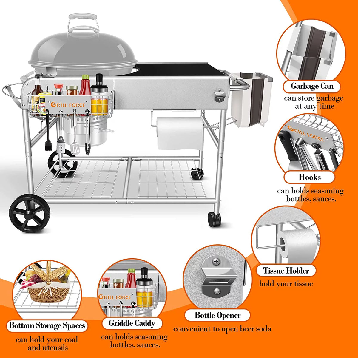Grill Stand Cart for Charcoal Grills R22093