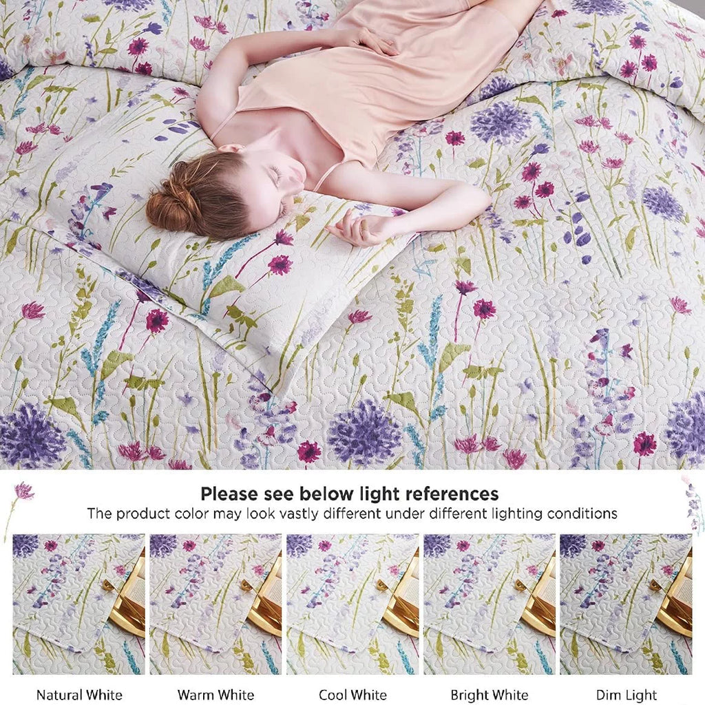 Floral Queen Bedding Microfiber Bedspread Set N674