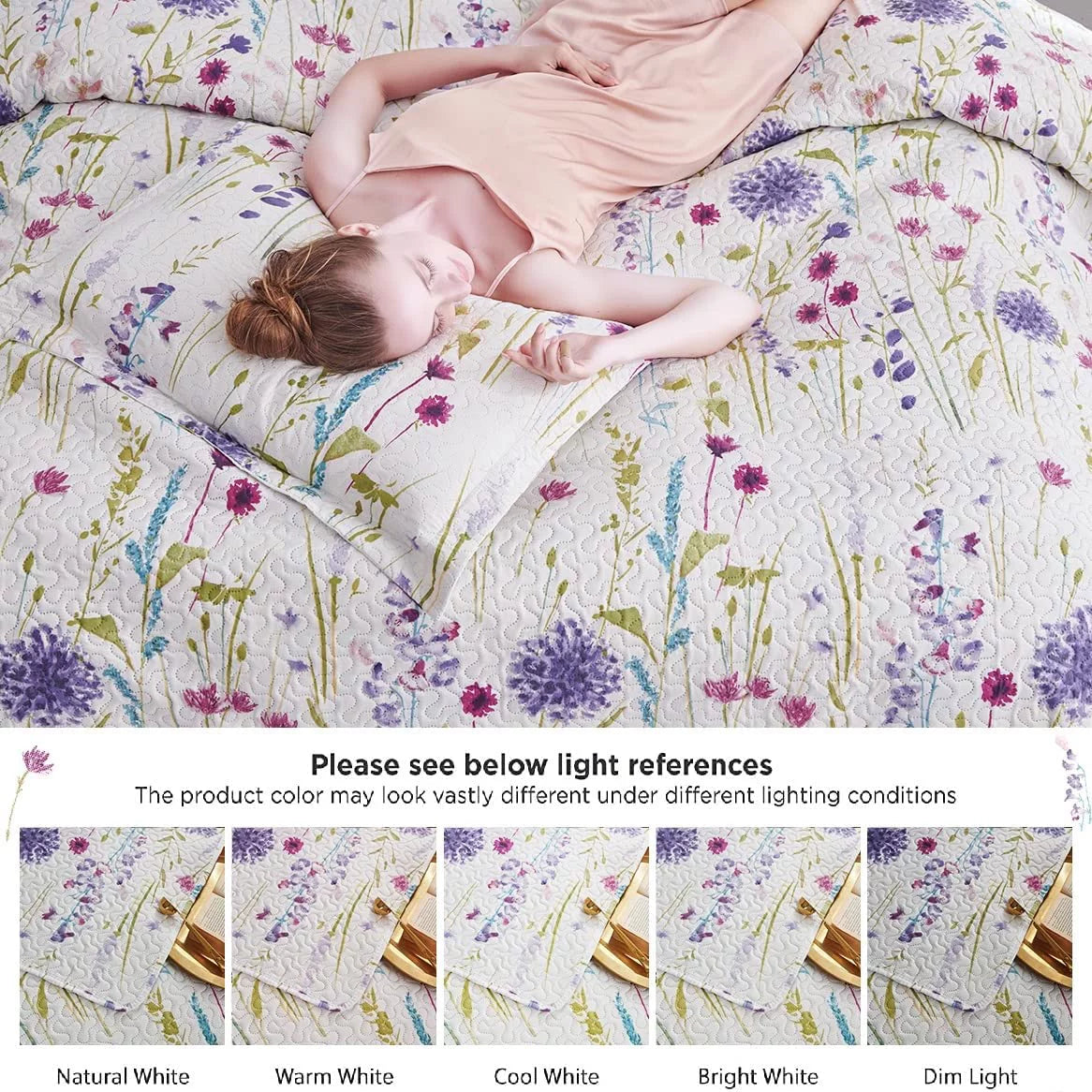 Floral Queen Bedding Microfiber Bedspread Set N674
