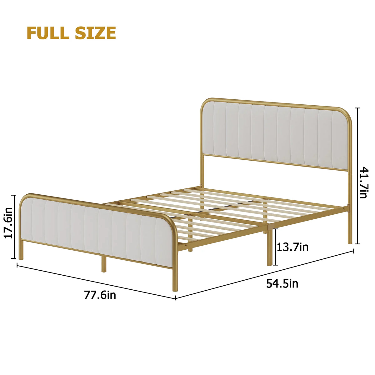 Velvet Beige Full Size Bed Frame with Metal Legs S247987