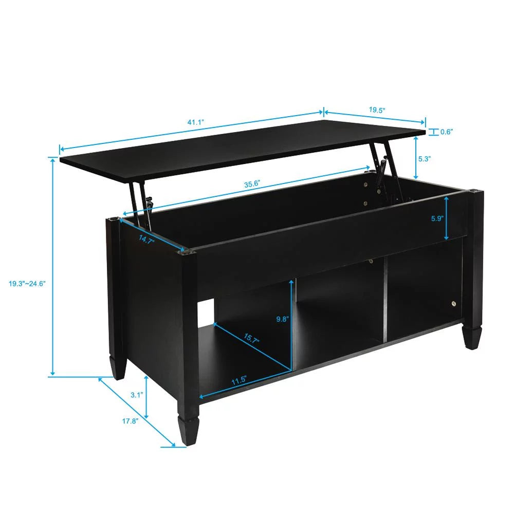 Lift Top Coffee Table with Hidden Compartment Black S60477