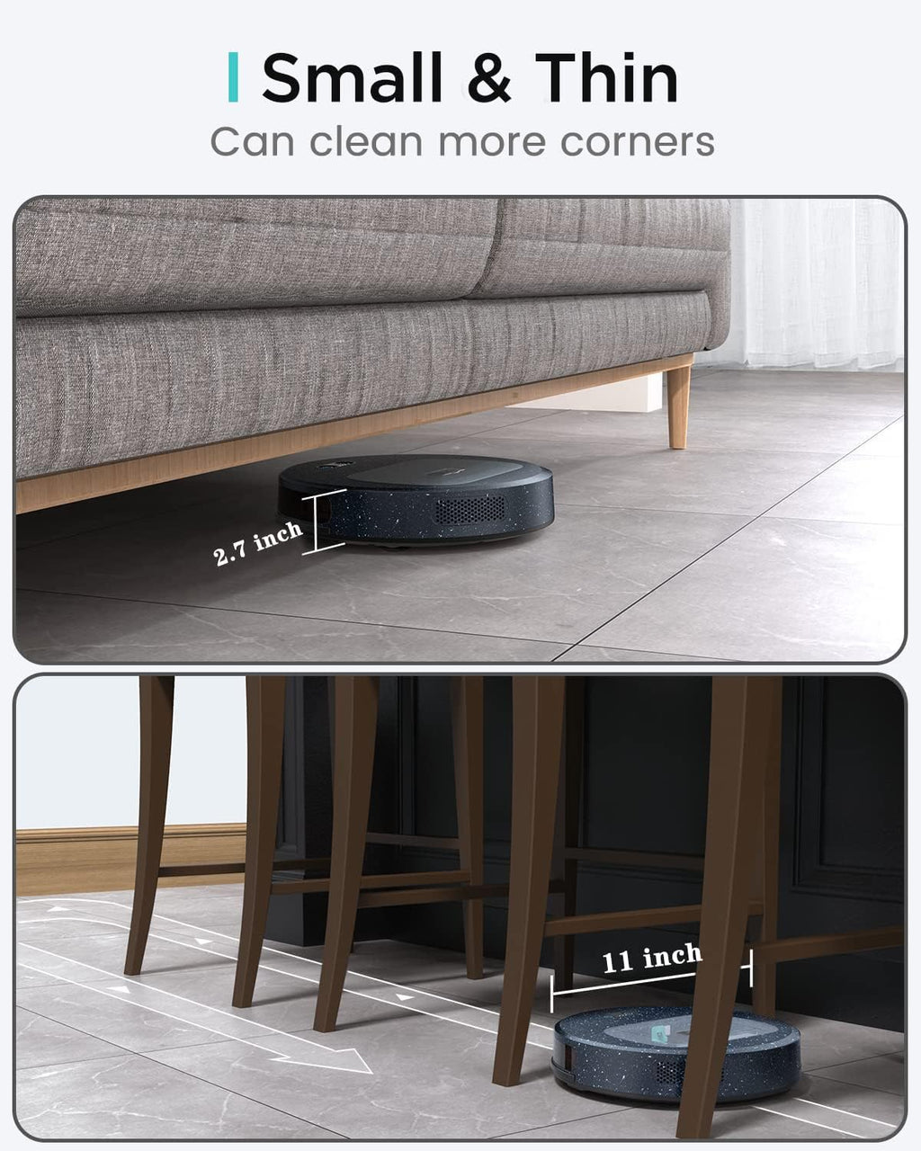 Slim Robot Vacuum with 4000Pa Suction, 200 Mins Runtime, 600ml Dust Bin D59910