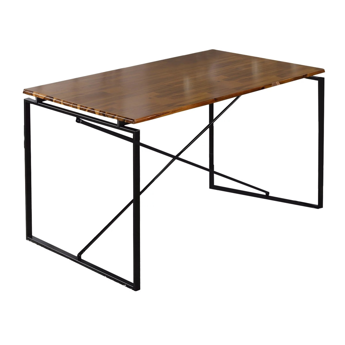 Rectangular Wooden Dining Table with Metal Base W8095