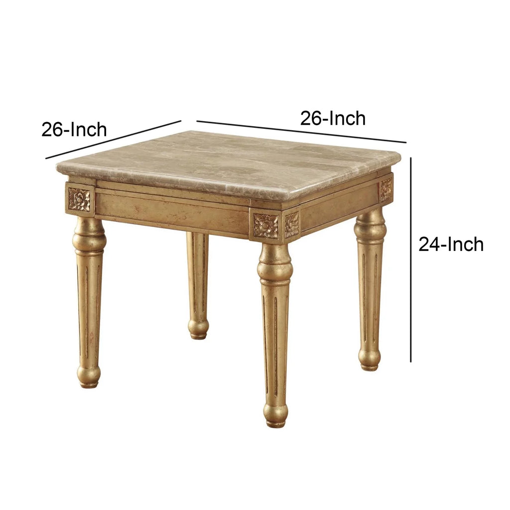 Marble Top End Table with Wooden Turned Legs G3986