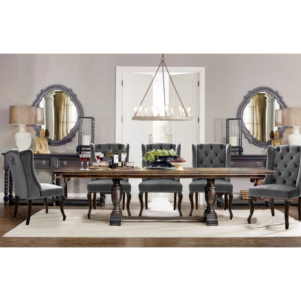 Gray Velvet Dining Chair Set of 2 O4161