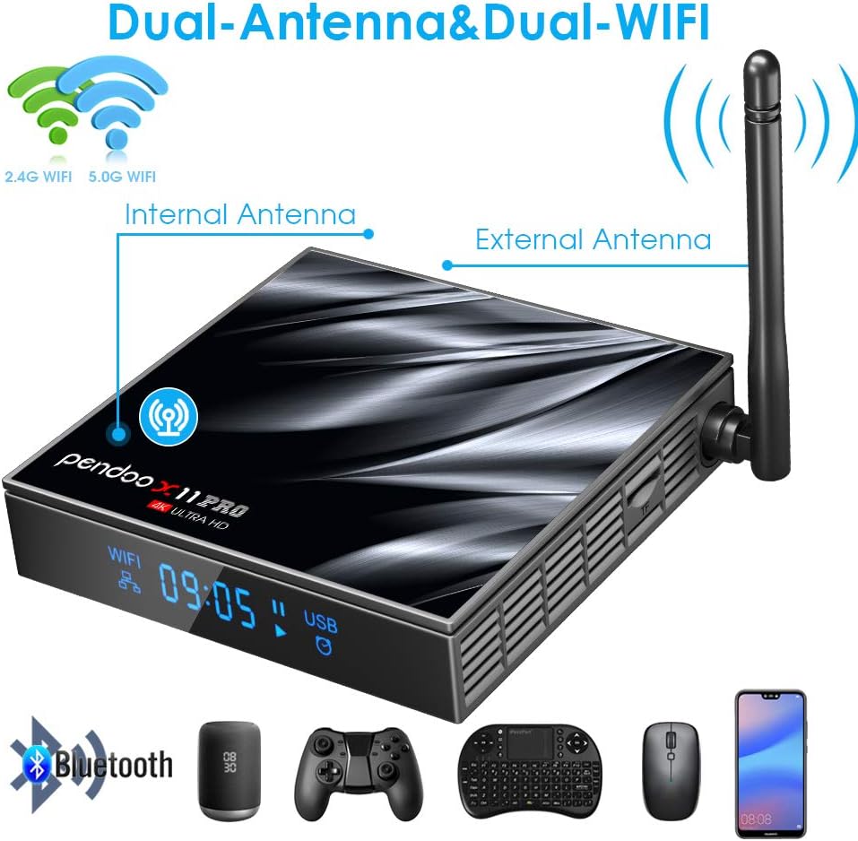 Android TV Box 4GB 64GB Quad-Core Dual WiFi with Mini Wireless Keyboard Pack of 2 K35327