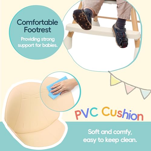 Beige 6-in-1 Convertible Baby High Chair with Cushion V7099