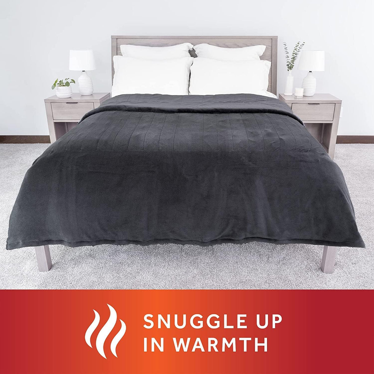 King Slate Grey Electric Heated Blanket with Dual Zone H3209