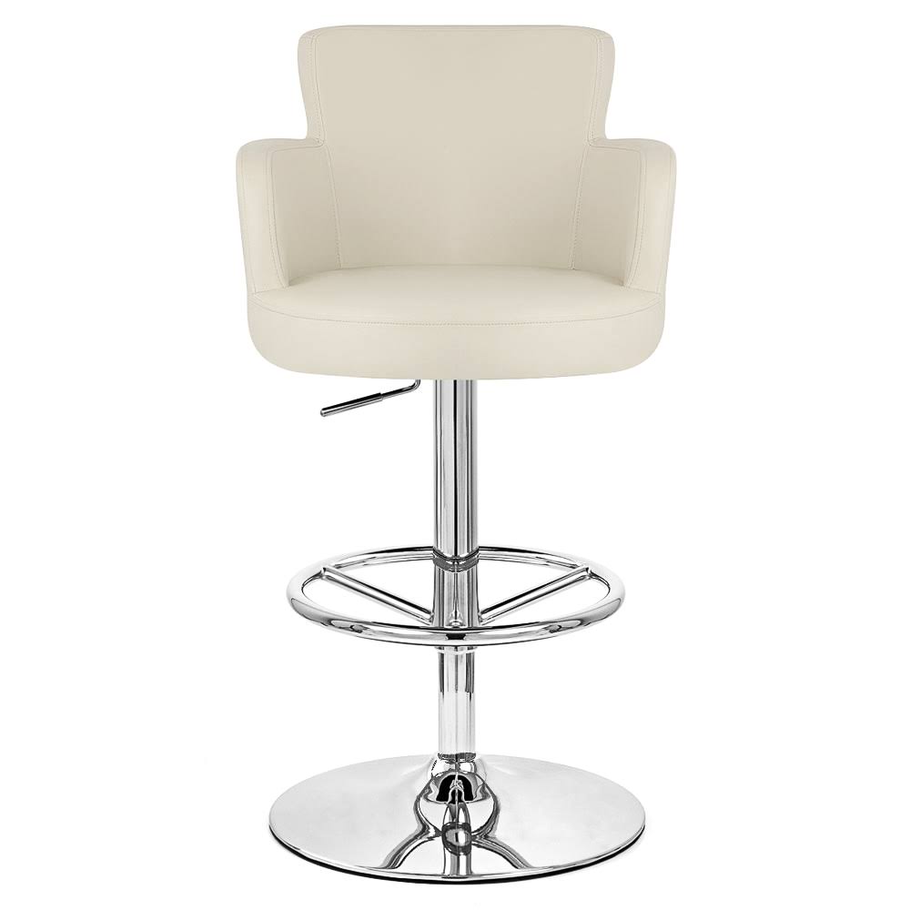 Cream Adjustable Height Swivel Bar Stool with Chrome Base Y5057