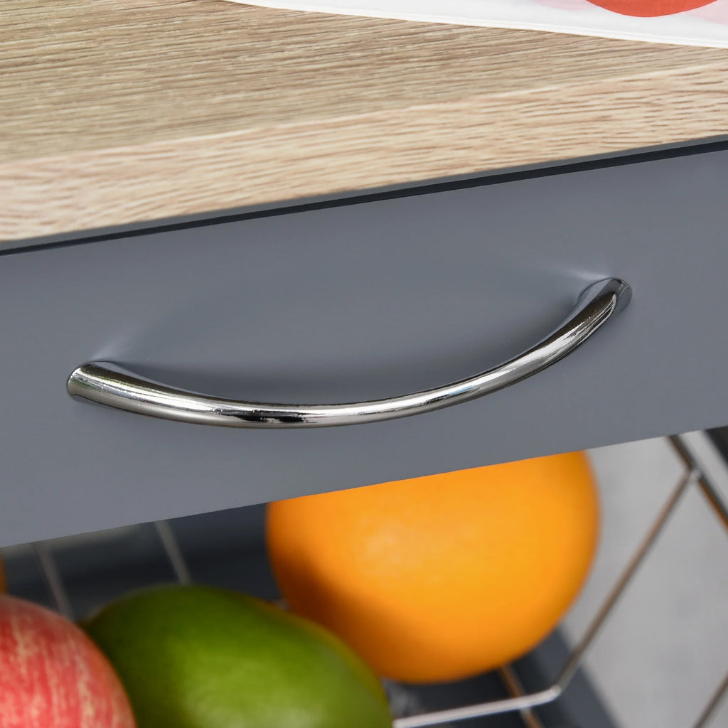 Grey Rolling Kitchen Island Cart with Drawer I681220