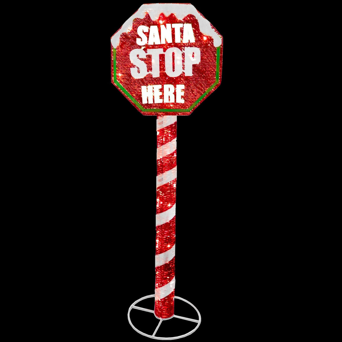 Red and White Stop Sign Decor with LED Lights M58217