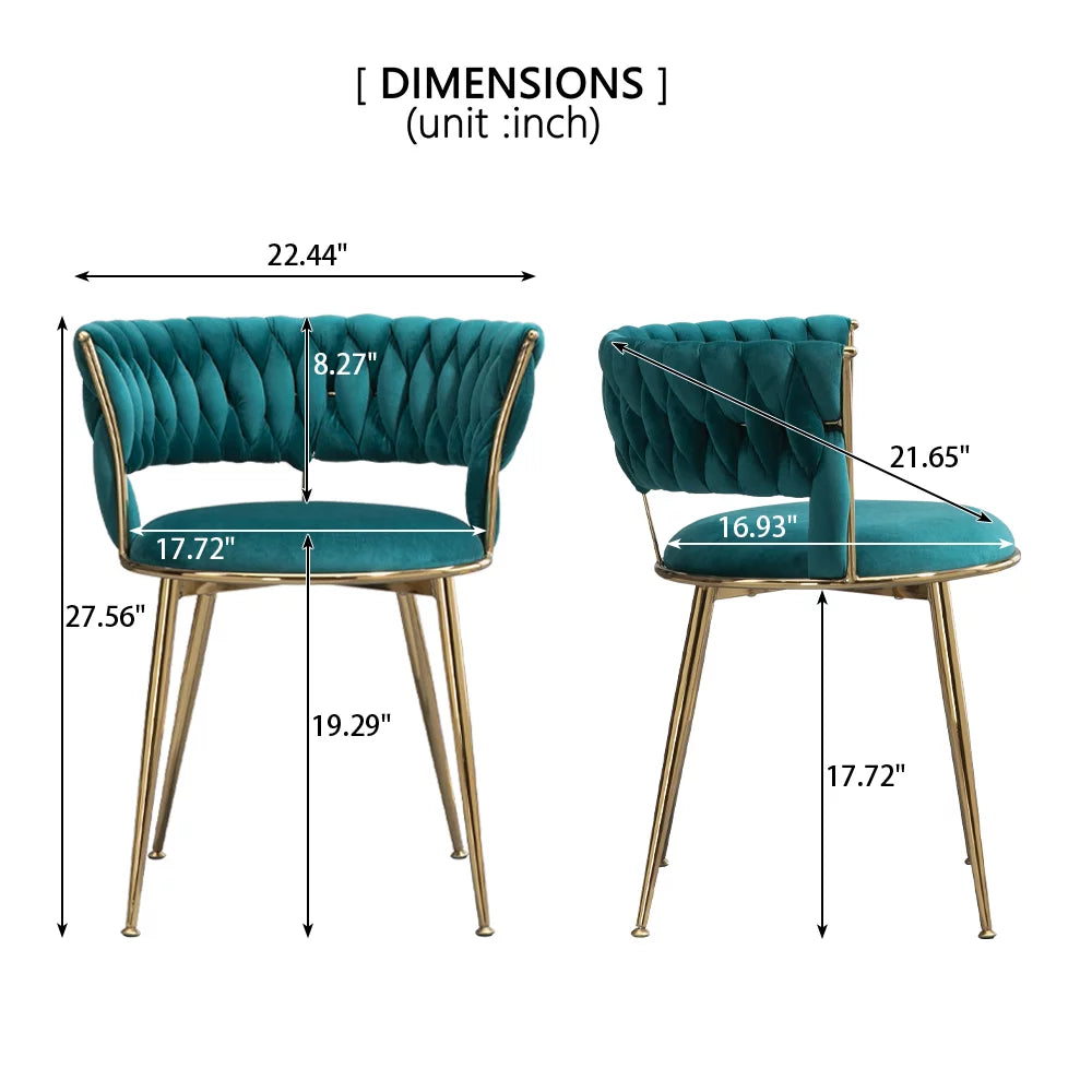 Velvet Dining Chairs Set of 4 with Golden Metal Legs L35145