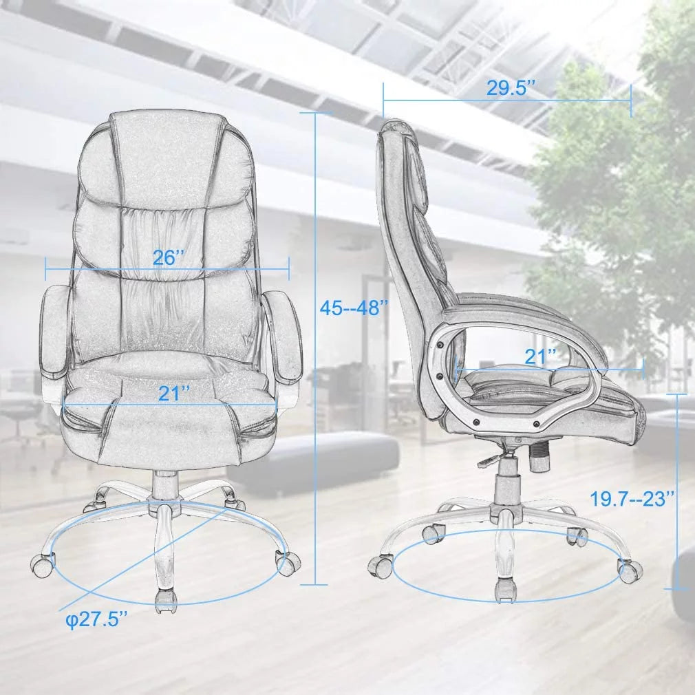 Brown Leather Ergonomic Office Chair with Headrest H56602