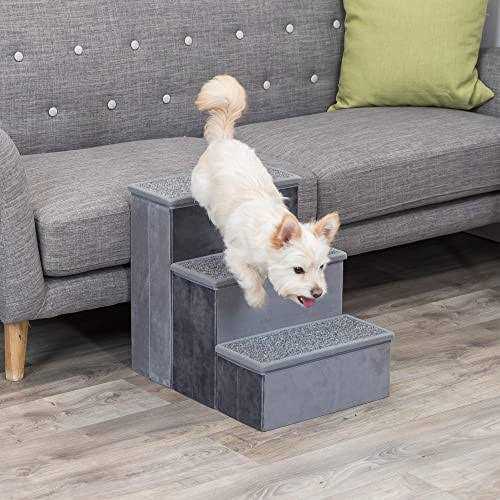 Foldable 3-Step Pet Stairs with Storage K175