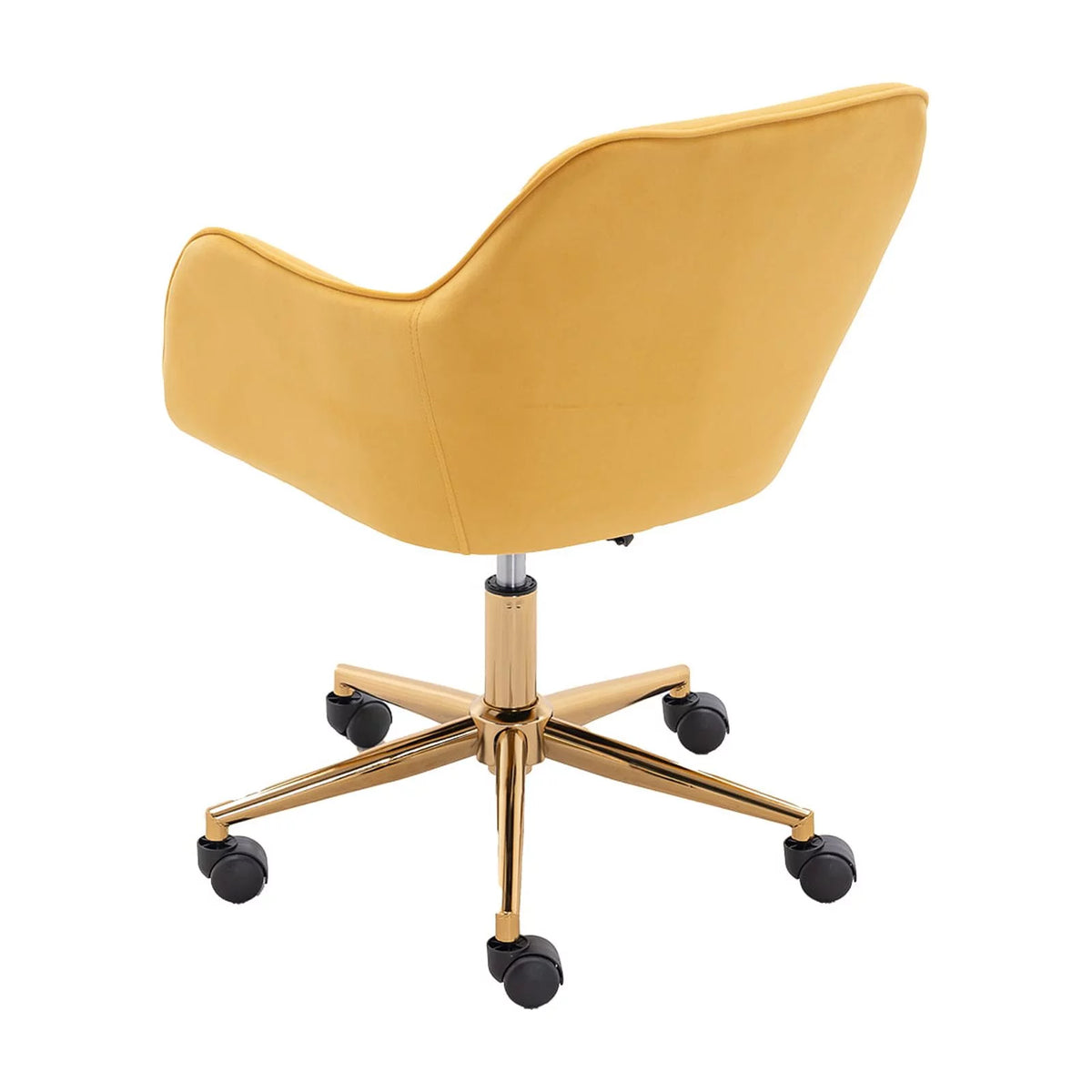 Yellow Velvet Adjustable Height Office Chair with Gold Metal Legs and Wheels C7027