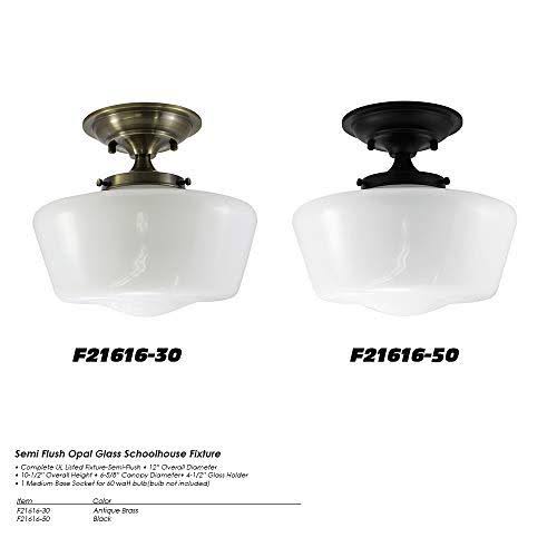 Semi-Flush Opal Glass Schoolhouse Fixture Satin Nickel Finish T795251