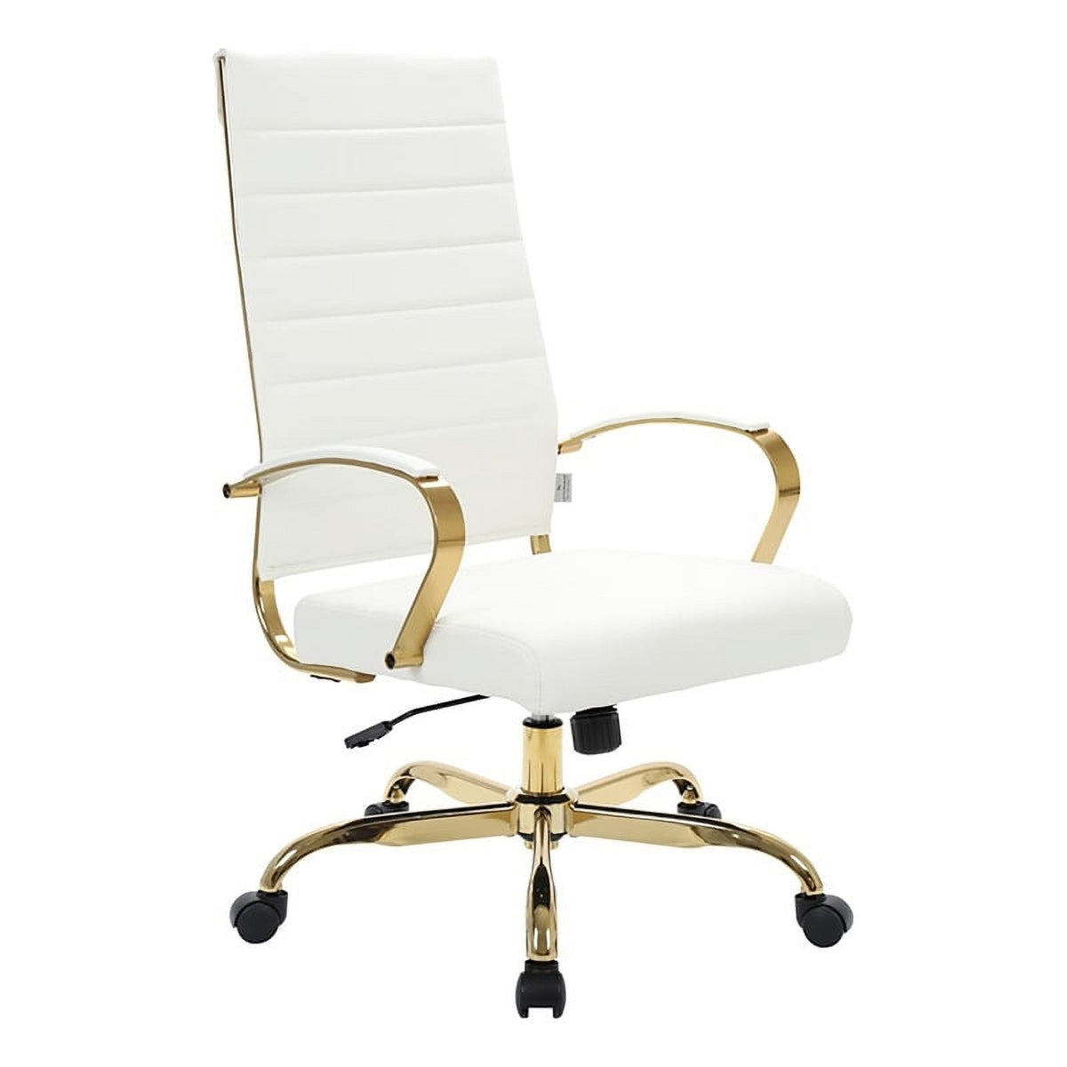 Modern Faux Leather High-Back Office Chair in White/Gold J904