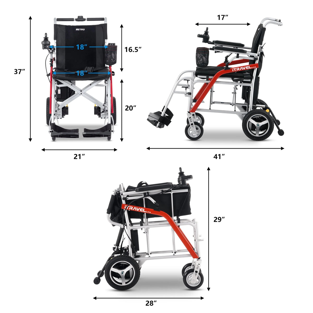 Lightweight Foldable Electric Wheelchair with Cup Holder & Anti-Tipper R427925