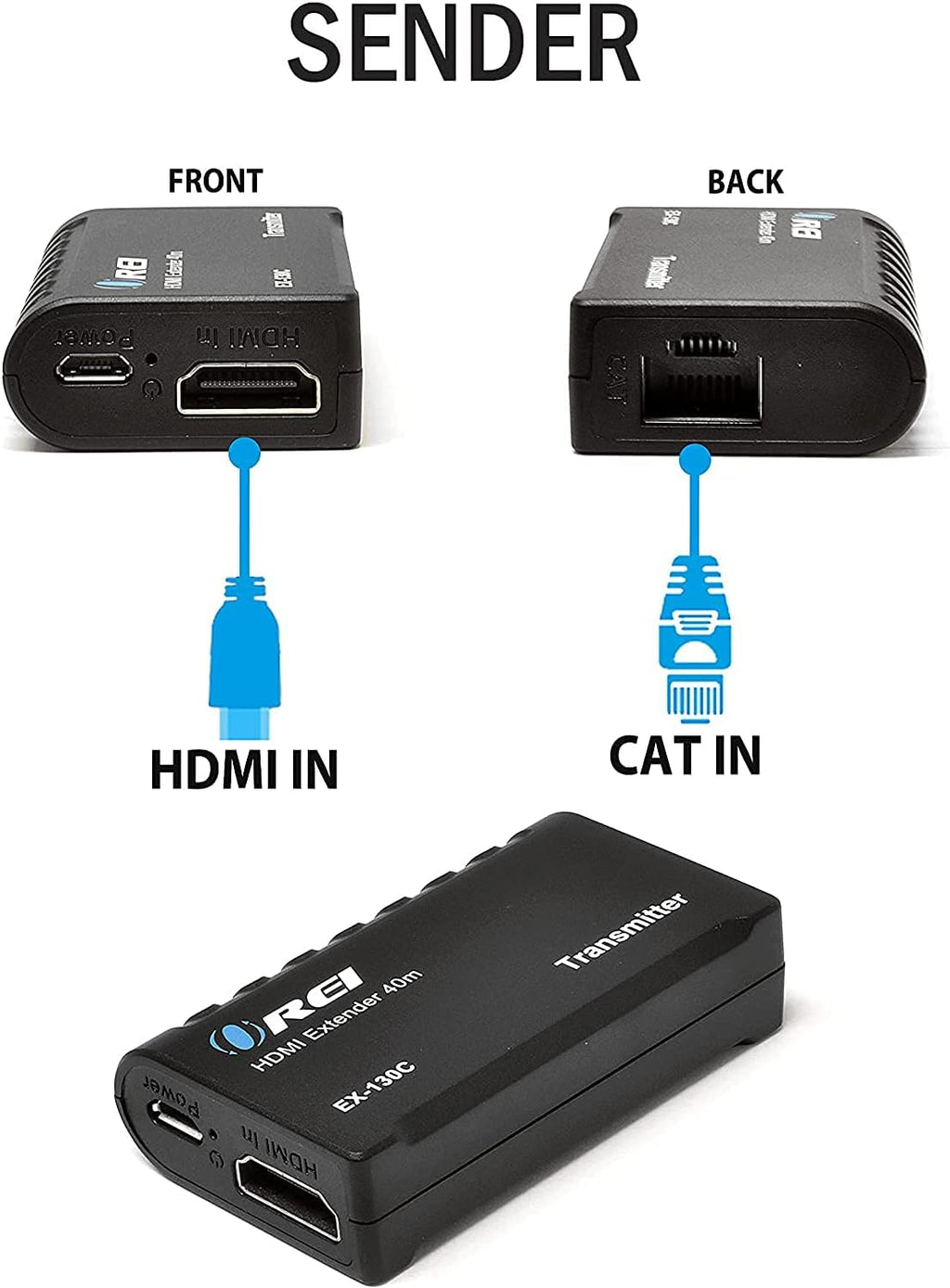 HDMI Extender Over CAT6/CAT7 RJ45 Upto 130 Feet 1080P Transmitter & Receiver Pack of 2 C4578