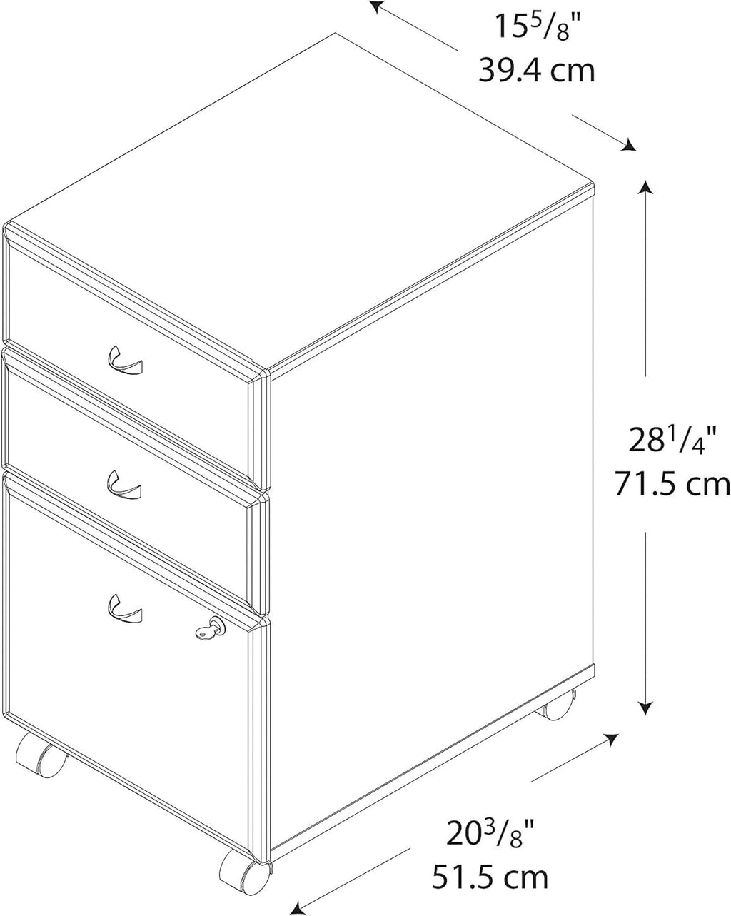 3 Drawer Mobile File Cabinet, Natural Cherry/Slate X158