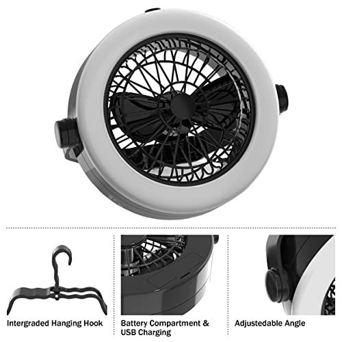 2-in-1 Camping Lantern with Fan Set of 2 Portable Rechargeable K760