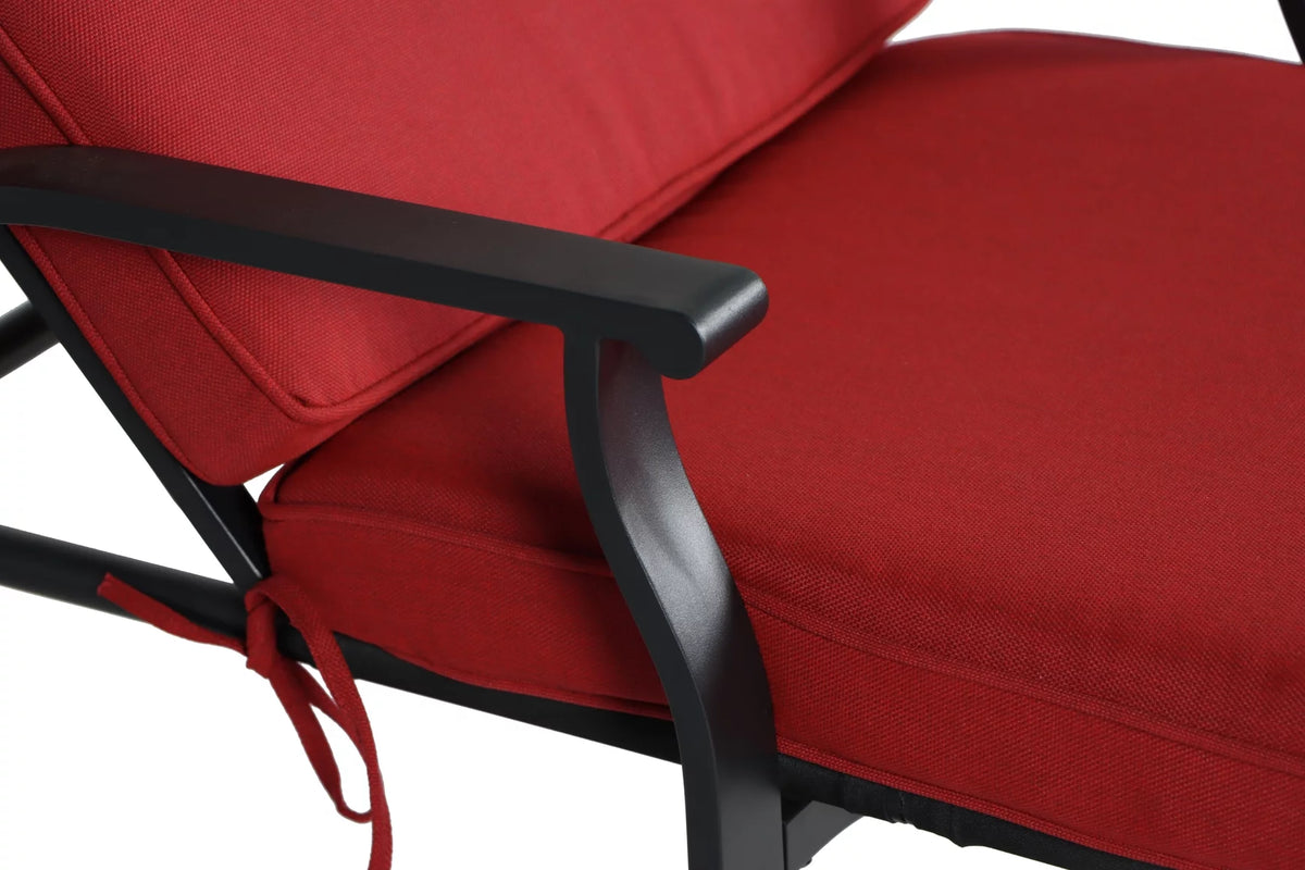 Red Cushion Steel Outdoor Chaise Lounge P584