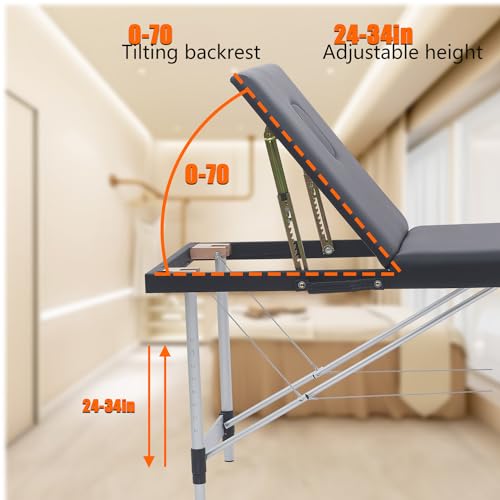 84 Inch Black Aluminum Massage Table W61039