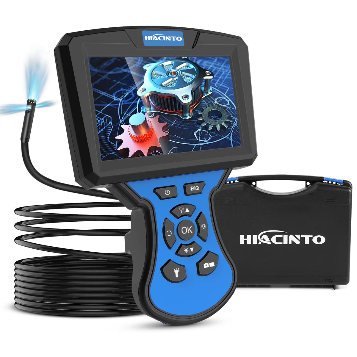 Triple Lens Endoscope Camera with 5 Inch IPS Screen and 16.5ft Semi-Rigid Cable I63914