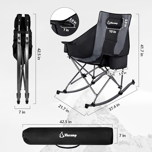Oversized Padded Rocking Camping Chair with Cooler Bag R636407