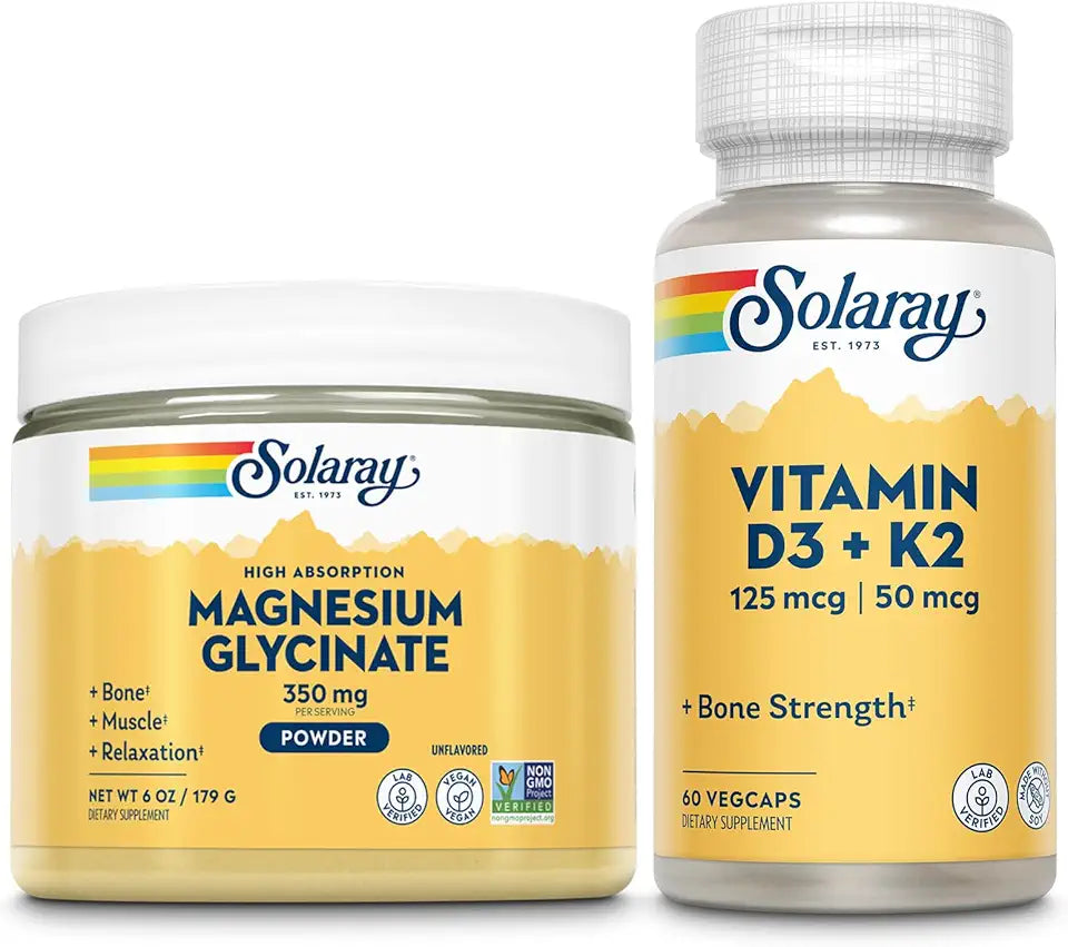 Magnesium Glycinate Powder and Vitamin D3 K2 Bundle C913