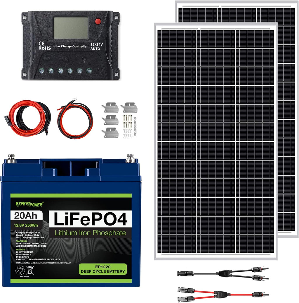 200W 12V Solar Power Kit with 20A MPPT Charge Controller D19977