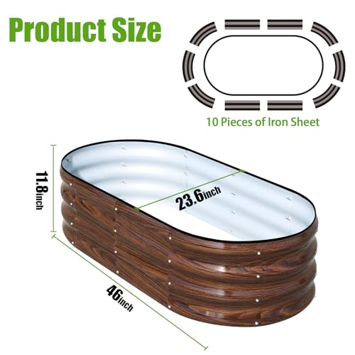 Galvanized Raised Garden Bed, 4x2x1ft Oval Metal Planter Box O2854