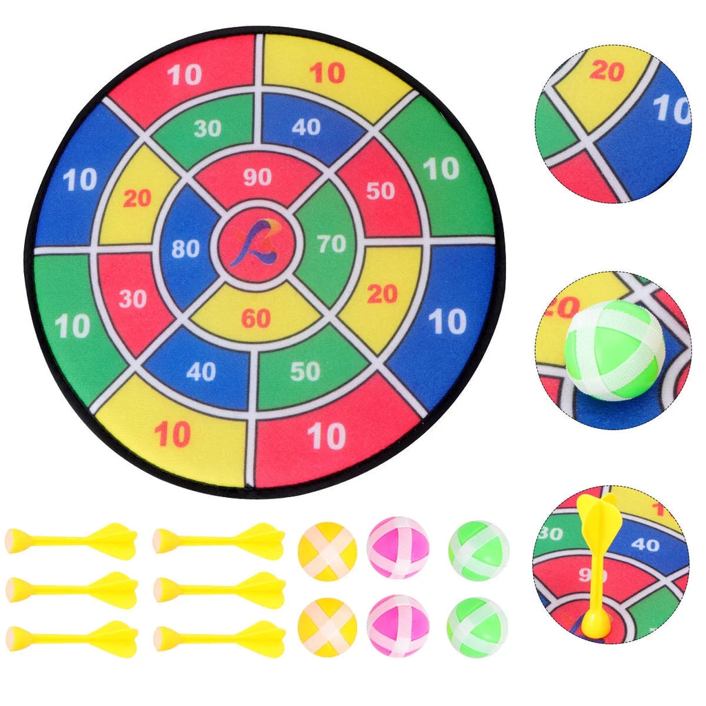 Safety Dart Board Toys Practice Target Sticky Ball Shooting Toy Interactive Prop Party Game Supplies (30cm, 6pcs Sticky Ball and 6pcs Darts) V1684