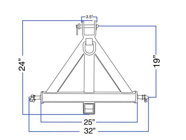 3 Point 2x22 Receiver Trailer Hitch Tow Drawbar A1070